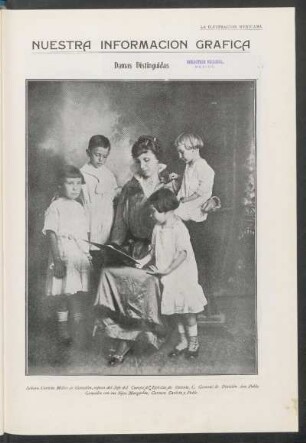 Damas distinguidas - [Fotografía] : Señora Carlota Miller de González ... con sus hijos Margarita, Carmen Carlota y Pablo