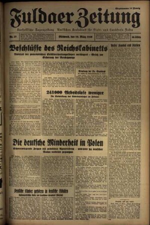 Erste Ausgabe vom Mittwoch, den 10. März 1937.