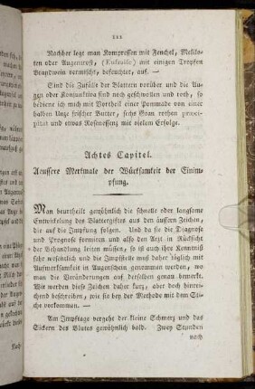 Achtes Capitel. Aeussere Merkmale der Würksamkeit der Einimpfung.