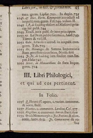 III. Libri philologici, et qui ad eos pertinent.