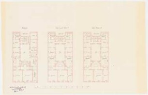Wohnhaus: 3 Grundrisse: Erdgeschoss, 1./2. Obergeschoss, 3. Obergeschoss, Maßstabsleiste