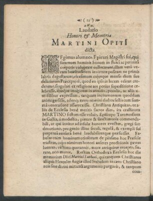 Laudatio Honori & Memoriae Martini Opiti[i] dicta.