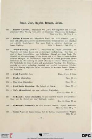 Eisen, Zinn, Kupfer, Bronze, Silber (Nr. 349-424)
