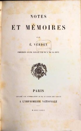Notes et mémoires