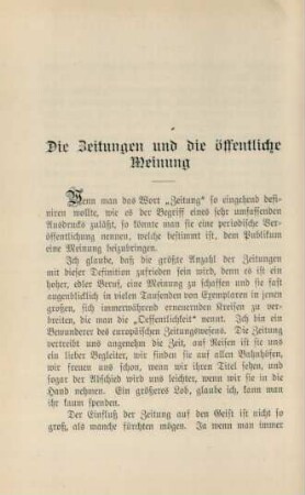 Die Zeitungen und die öffentliche Meinung