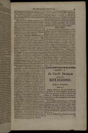 Caput II. De Obiecto Theologiæ generali, Religione.