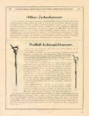 "Niles"-Zechenhammer ; Preßluft-Kohlenpickhammer