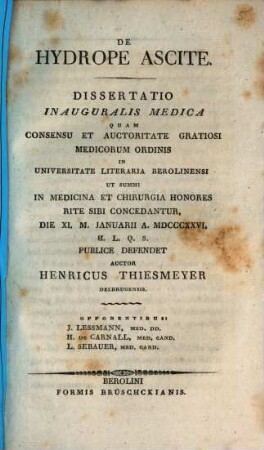 De hydrope ascite : diss. inaug. med.