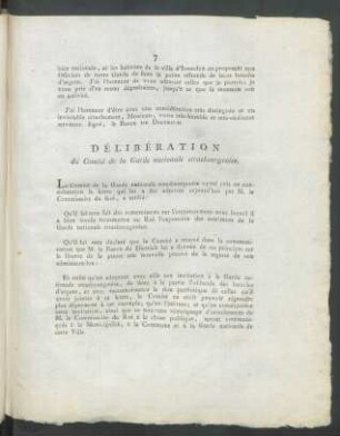 Délibération du Comité de la Garde nationale strasbourgeiose.