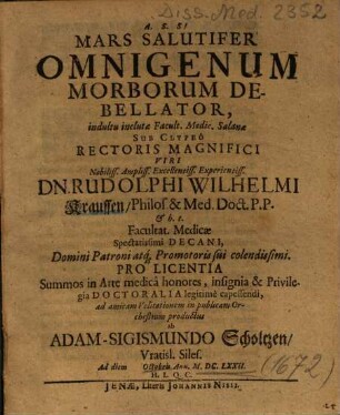 Mars Salutifer Omnigenum Morborum Debellator