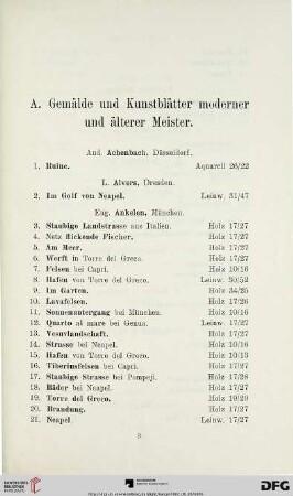 Gemälde und Kunstblätter moderner und älterer Meister (Nr. 1-232)