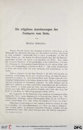 49: Die religiösen Anschauungen des Freiherrn vom Stein