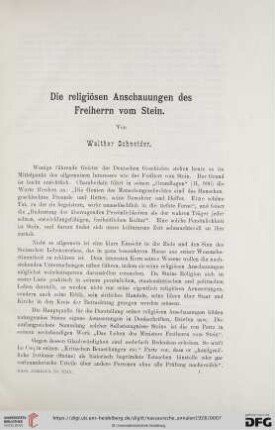 49: Die religiösen Anschauungen des Freiherrn vom Stein