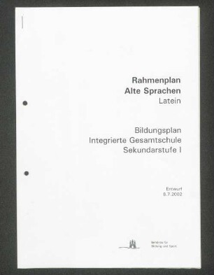 Rahmenplan Alte Sprachen Latein