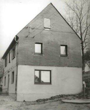Dörnthal (Pfaffroda-Dörnthal), Hauptstraße 122 (Hof Nr. 138). Wohnhaus. Giebelansicht von Westen