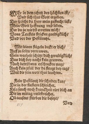 WEr in dem schutz des höchsten ist/ || Vnd sich thut Gott ergeben. ||