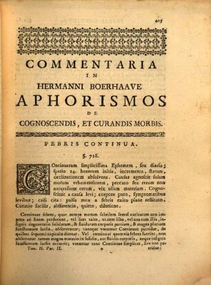 Gerardi van Swieten Commentaria in Hermanni Boerhaave Aphorismos De Cognoscendis, Et Curandis Morbis. 2,2