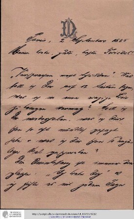 Brief vom 02.09.1885
