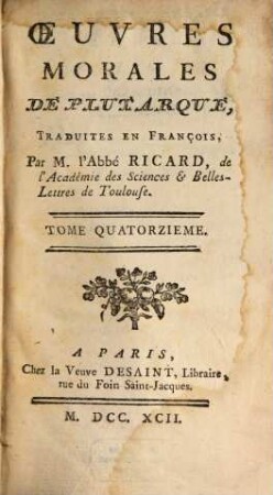 Oeuvres Morales De Plutarque, 14