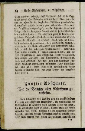 Fünfter Abschnitt. - Siebenter Abschnitt.
