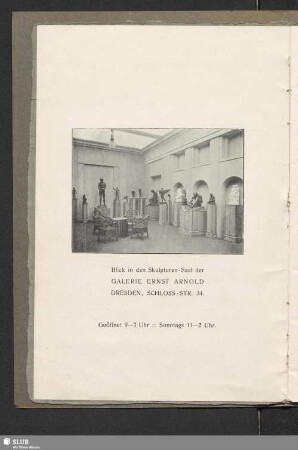 Blick in den Skulpturen-Saal der Galerie Ernst Arnold