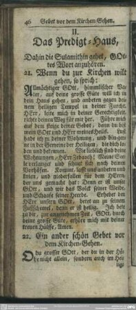II. Das Predigt-Haus, Dahin die Sulamithin gehet, Gottes Wort anzuhören