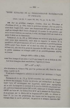 Notes extraites de la correspondance mathématique et physique.