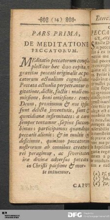 Pars Prima, De Meditatione Peccatorum.
