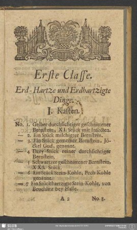 Erste Classe. Erd-Hartze und Erdhartzigte Dinge