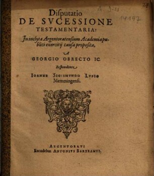 Disputatio De Svcessione Testamentaria
