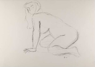 Ohne Titel (Knieender Akt mit aufgestütztem linken Arm)