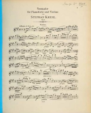 Sonate (in A Dur) : für Pianoforte u. Violine ; op. 8