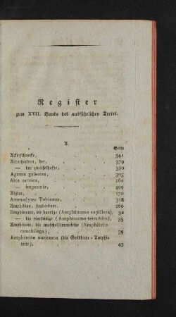 Register zum XVII. Bande des ausführlichen Textes.