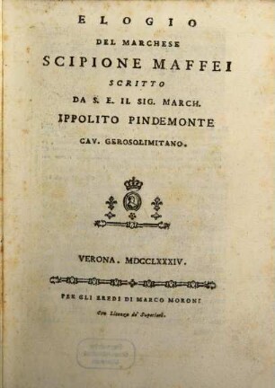 Elogio del Marchese Scipione Maffei