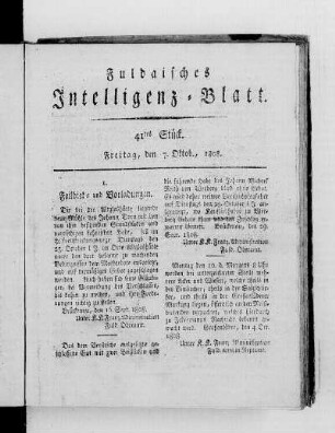 41tes Stück, Ausgabe vom 7. Oktob. 1808