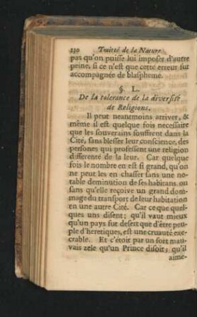 § L. De la tolerance de la diversite de Religions.