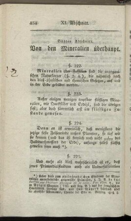 Eilfter Abschnitt. Von den Mineralien überhaupt.