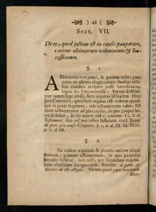 48-55, Sect. VII., De eo, quod justum est in causis pauperum, ratione ultimarum voluntatum & Successionum.