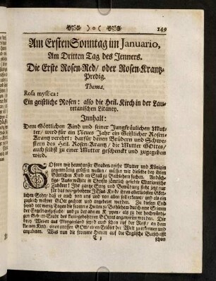 149-160, Am Ersten Sonntag im Januario, ...; ...