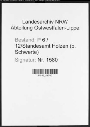 Sterberegister Standesamt Holzen bei Schwerte