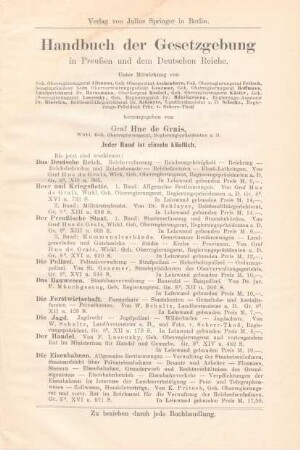 Verlag von Julius Springer in Berlin