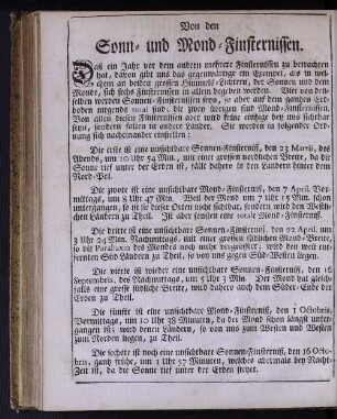 Von den Sonn- und Mond-Finsternissen.