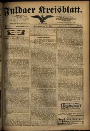 Zweite Ausgabe vom Samstag, den 28. Juli 1906.
