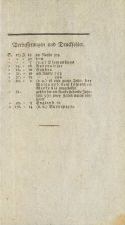 Verbesserungen und Druckfehler.