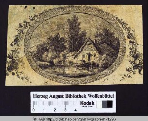 Landschaft mit Haus und See