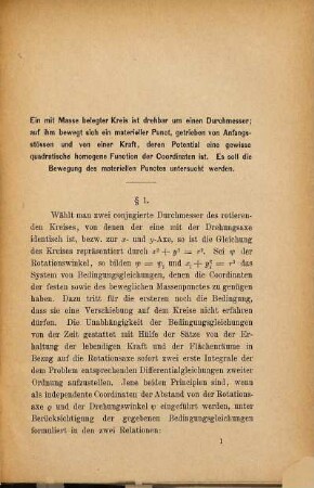 Ein mechanisches Problem, welches auf Abel'sche Integrale führt