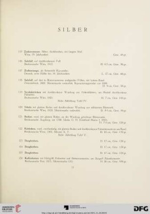 Silber, Dosen, Bijouterie, Uhren, Textilien (Nr. 115-275)
