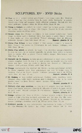 Sculptures, XV-XVIII Siècles (Nr. 100-117)