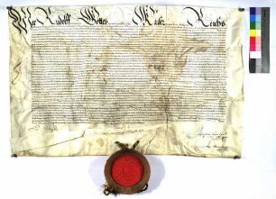 Kaiser Rudolphs II. Prorogation der Stadt Esslingen Weggeld