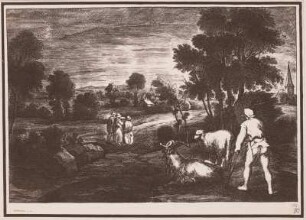 Landschaft mit Hirte, Ziegenbock und Schaf